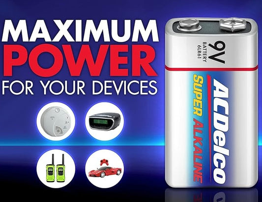 ACDelco 24-Count 9 Volt Batteries, Maximum Power Super Alkaline Battery