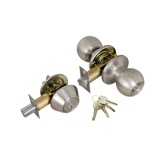 ED01-S Entry Door Knob Combo Lock Set with Deadbolt & 4 KW1 Keys