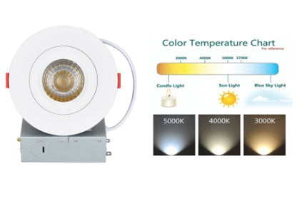 JC-360D. 4" LED Gimbal Downlight Round. 9W-AC120V-3CCT