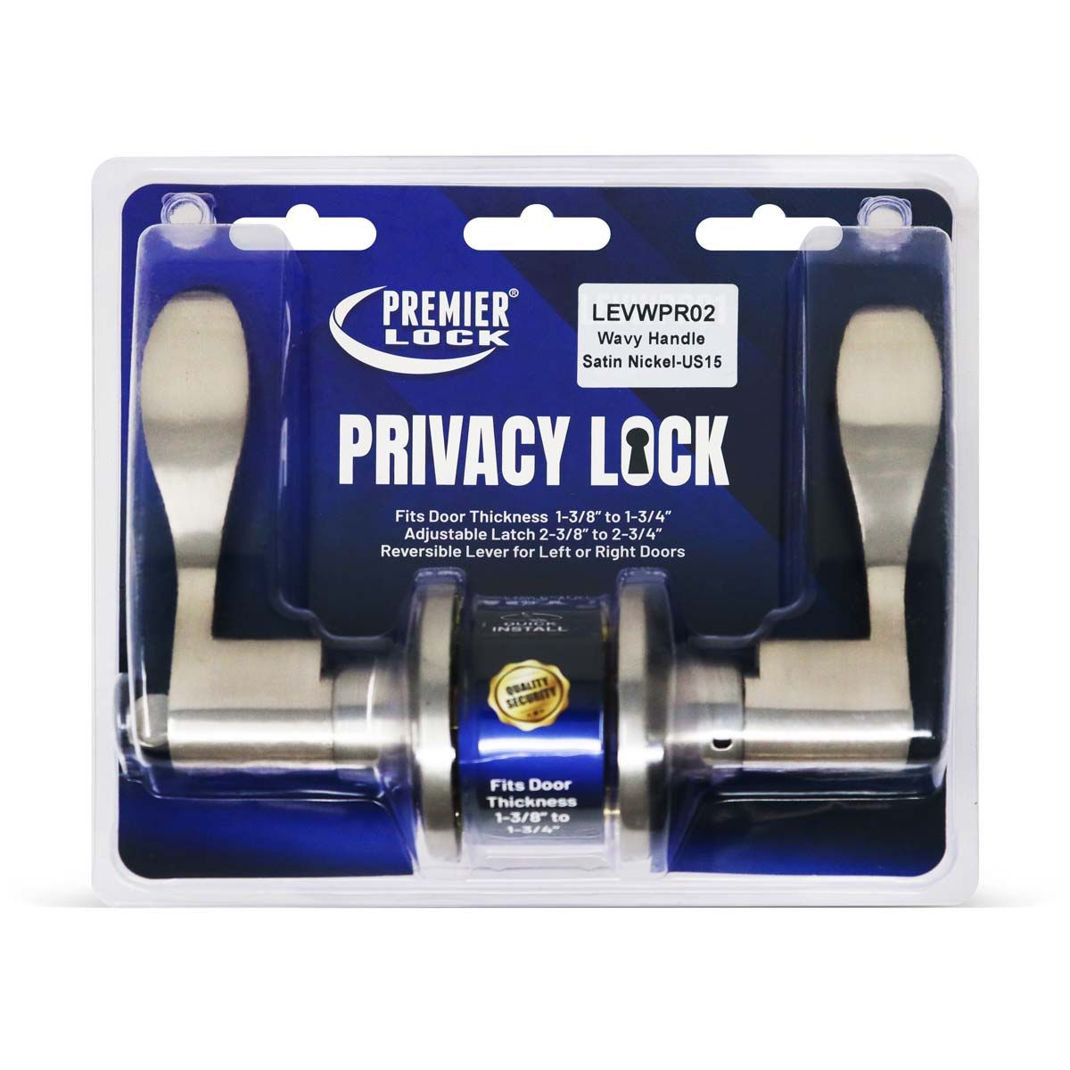 LEVWPR02-Premier Reversible Privacy Lever Lock. Satin Nickel