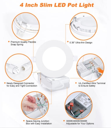 JC-YG008. 4" LED Slim Panel Round Light. 9W-AC120V-5CCT