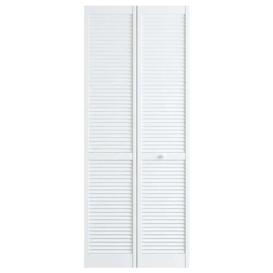 Louver Over Louver Primed Wood Bifold Door