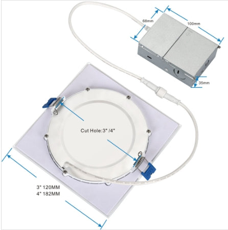 JC-YG003B. 4" LED Slim Panel Square Light. 9W-AC120V-5CCT