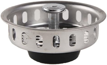 Kitchen Sink Basket Strainer with Flat Bottom Rubber Stopper